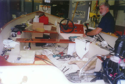 Mike Megrew working on a dory